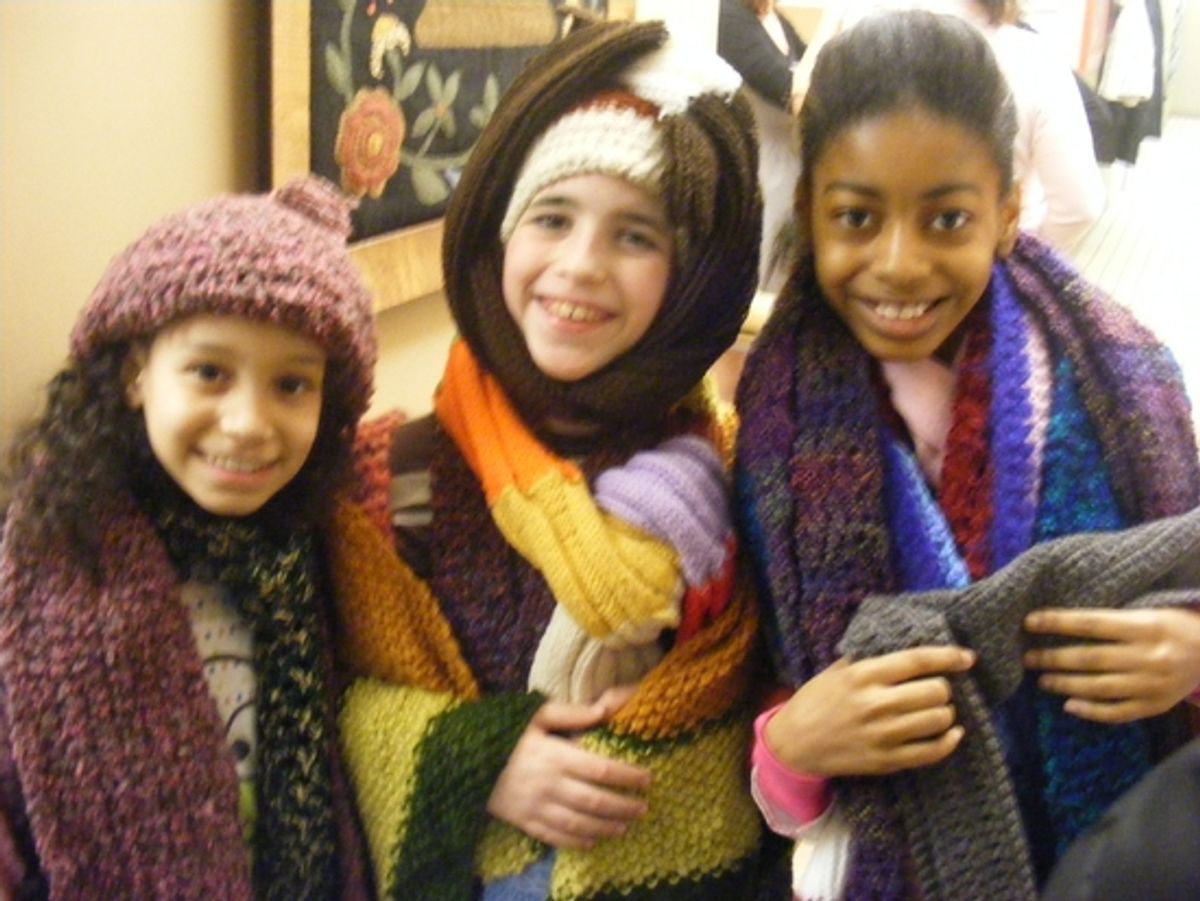Laurissa Romain (South Pacific), Trevor Braun (The Little Mermaid), and Nia Imani Hunter (The Lion King) at BROADWAY KIDS CARE Present the 'Knitting Project'