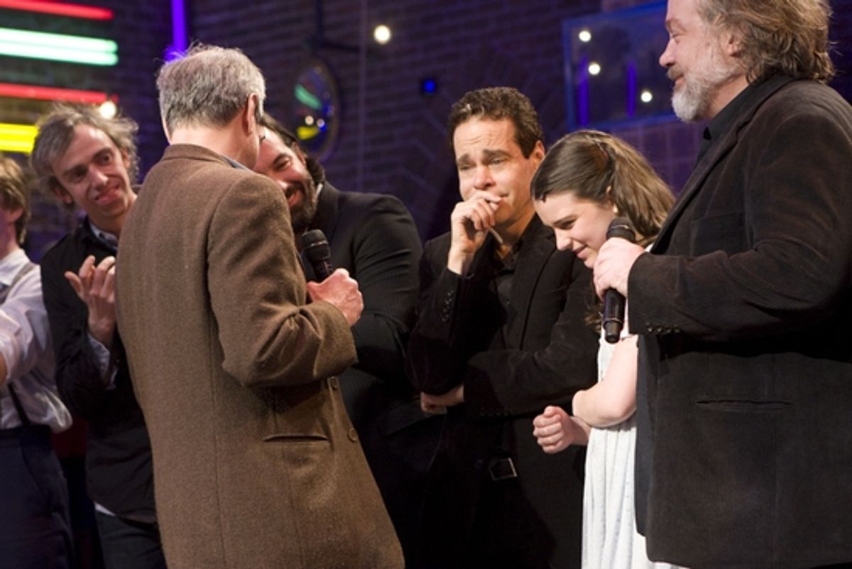 Thad DeBrock, Ira Pittelman, Duncan Sheik, Steven Sater, Alexandra Socha and Tom Hulce

 at 