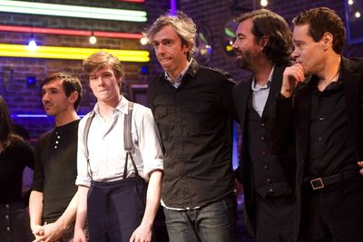 Benjamin Kalb, Hunter Parrish, Thad DeBrock, Duncan Sheik and Steven Sater

 Photo