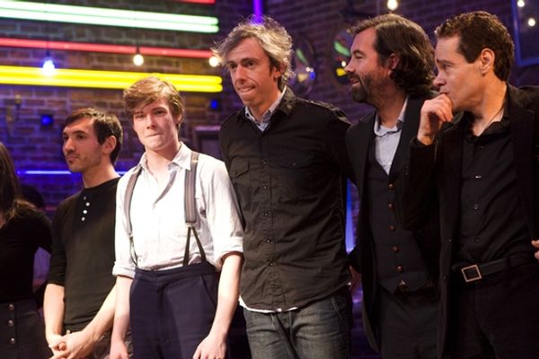 Benjamin Kalb, Hunter Parrish, Thad DeBrock, Duncan Sheik and Steven Sater

 Photo