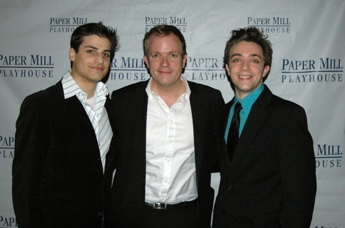 Justin Bellero (Footman), Alexander Dodge (Scenic Design) and Matthew Capodicasa (Footman) at 