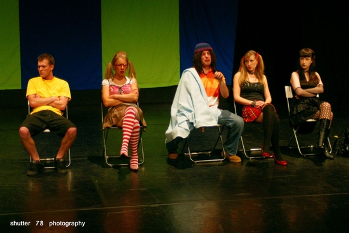 Rick Carter as CB, Emma Salt as Marcy, Stuart Reeve as Van, Adele Stanhope as Tricia and Louise Allen as CB's Sister at 