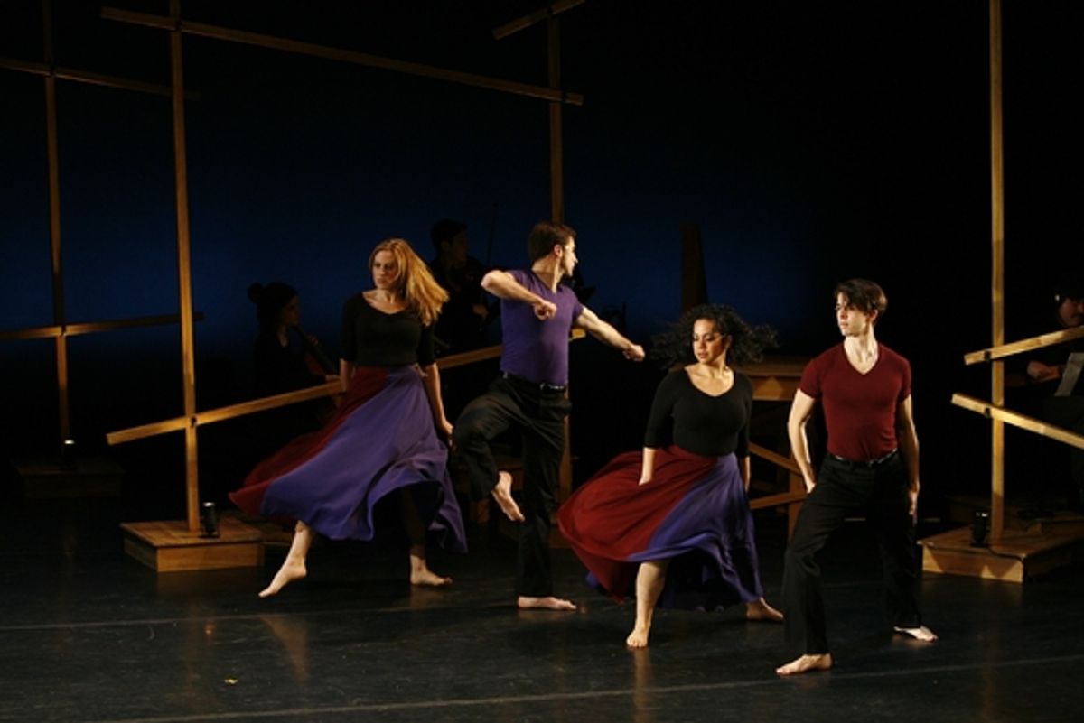 Angela Stellute as Doris Humphrey, Diego Rodriguez as JosÃ'Â© LimÃ'Â³n, Talia Barzilay as Pauline Lawrence, and Matthew Leddy as Charles Weidman at 