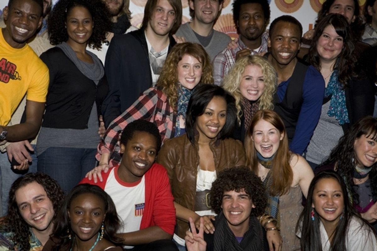 Caissie Levy, Sasha Allen, Kacie Sheik and the Hair cast at 