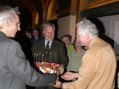 David Ives and Walter Bobbie wishing Jack Viertel a Happy Birthday!

 Photo