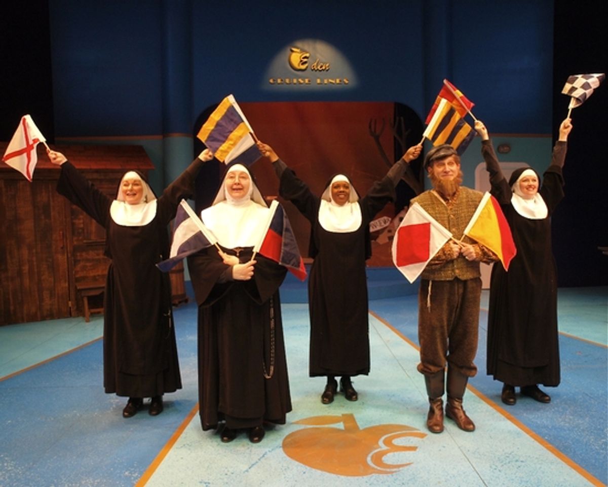 The cast performs 'Anchors Away' (L to R: Deborah Del Mastro, 
Bonnie Lee, Bambi Jones, David Edwards and Jeanne Tinker) at 