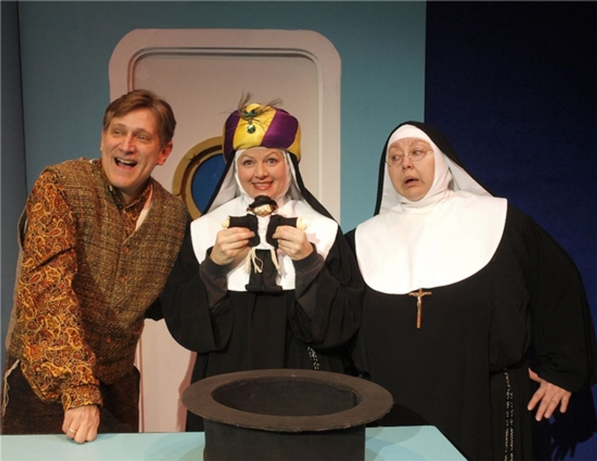 David Edwards (as Howard) Jeanne Tinker (as Sister Amnesia) and Bonnie Lee (as The Mother Superior) in a magic show! at 