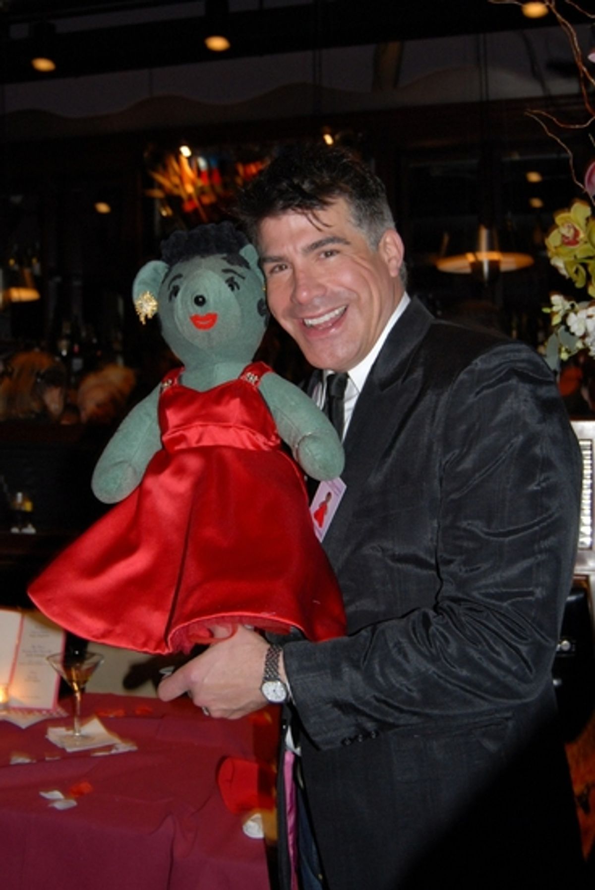 Host-Bryan Batt with the Forbidden Broadway Bear at Broadway Bears XII -Preview of the Bears