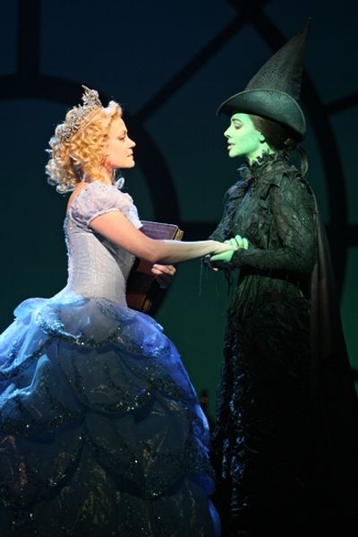 Kendra Kassebaum as Glinda and Teal Wicks as Elphaba  Photo