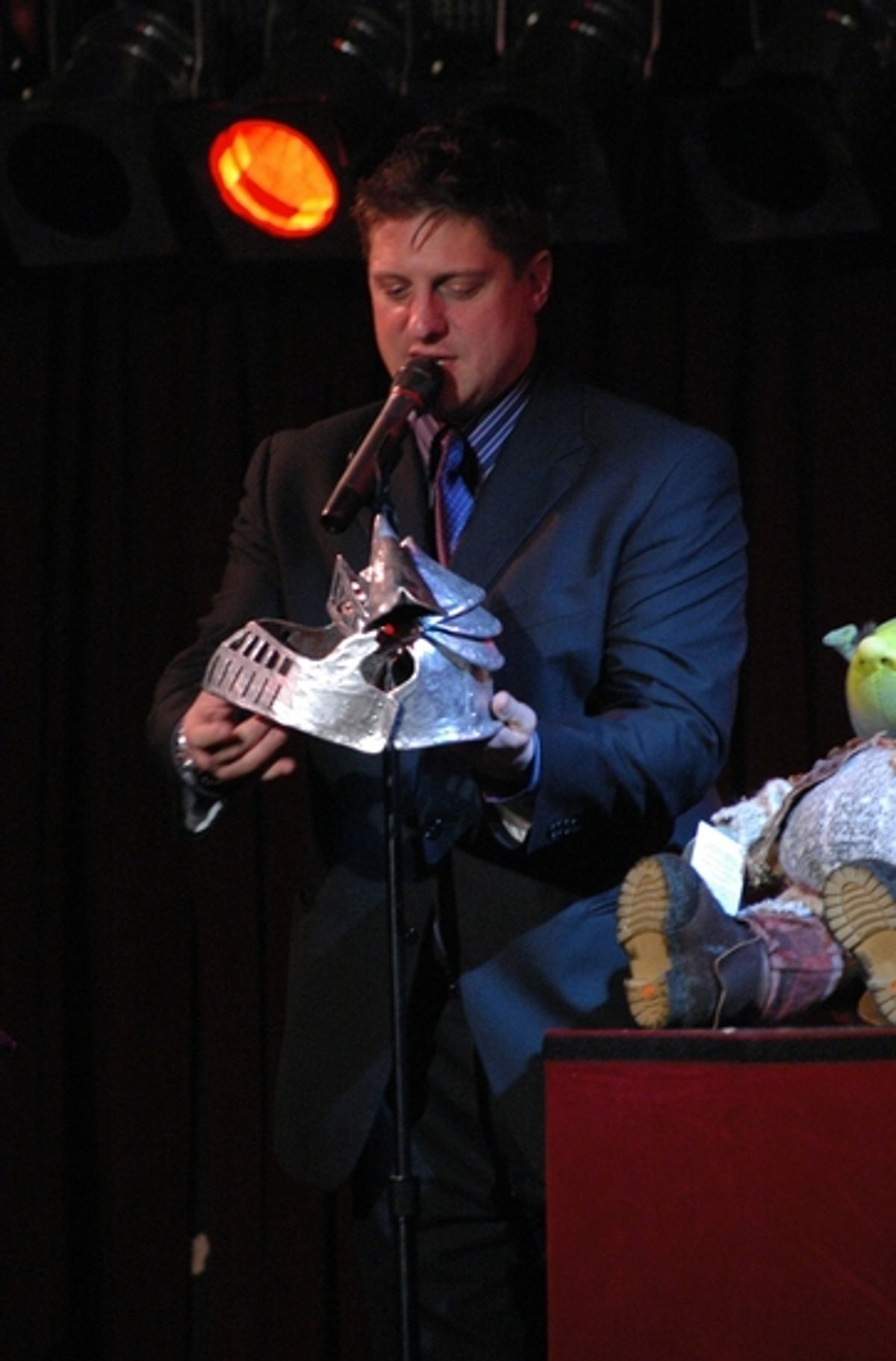 Christopher Sieber showing the details even on the helmet at Broadway Bears XII - The Auction