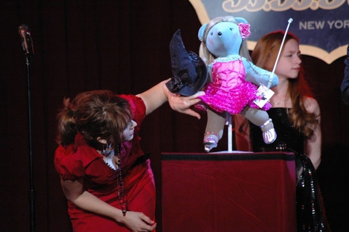 Alli Mauzey checking out the bear at Broadway Bears XII - The Auction