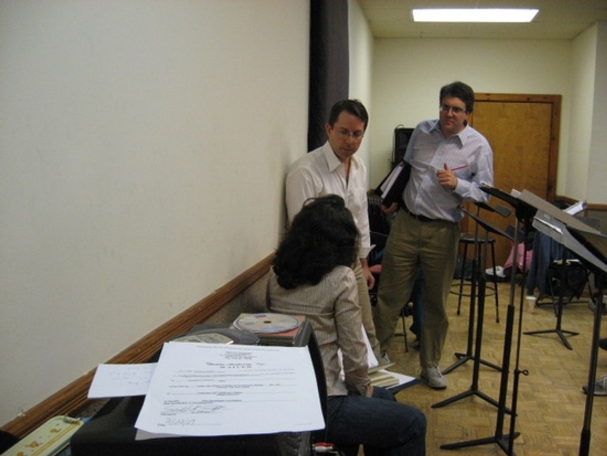 Jen Bender, David Loud and Josh Rosenblum at EINSTEIN'S DREAMS In Rehearsal