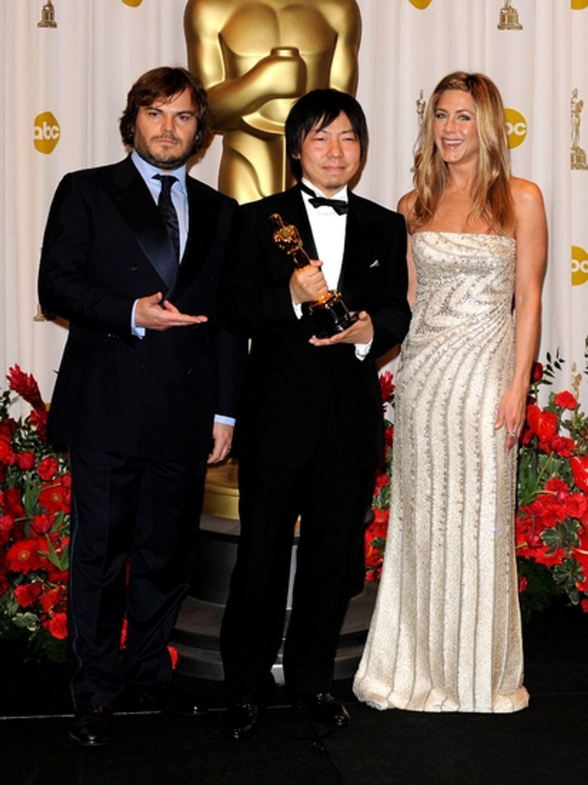 Jack Black, Kunio Kato and Jennifer Aniston at 