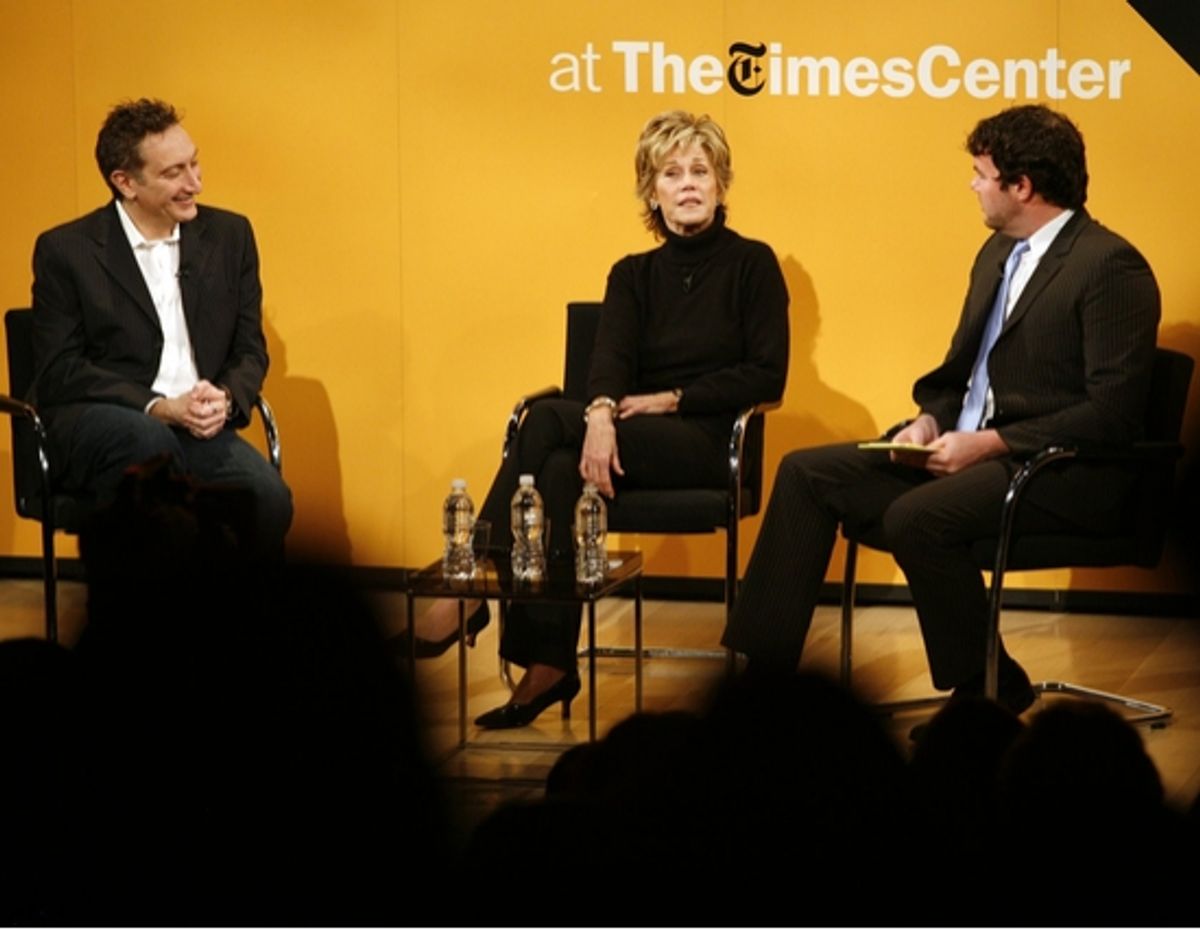 Jane Fonda, Moises Kaufman and Patrick Healy at 