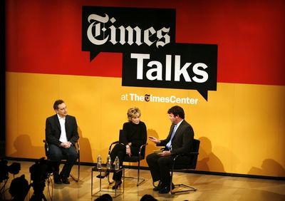 Jane Fonda, Moises Kaufman and Patrick Healy Photo