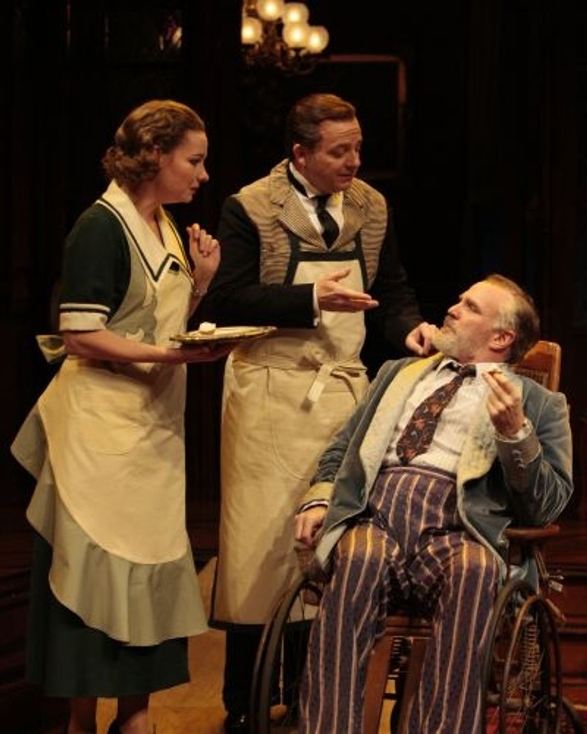 Jeffrey Bean as John, Sara Gaston as Sarah and James Black as Sheridan Whiteside  at 