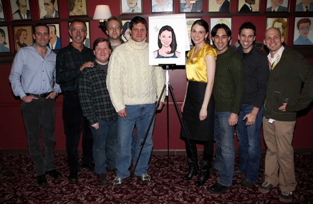 Chris Hoch, guest, David Lindsay-Abaire, David M. Vaughn, Christopher Sieber, Sutton Foster, Ryan Duncan, Josh Prince and Justin Greer

 at 