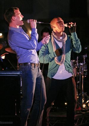 Daniel Reichard and Leslie Odom, Jr. at Upright Cabaret Photo