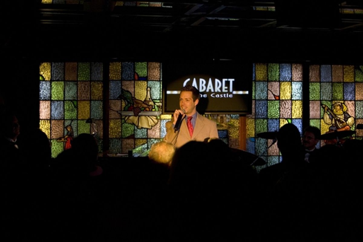 Cabaret organizer Matt Patton introduces Miss Channing at 