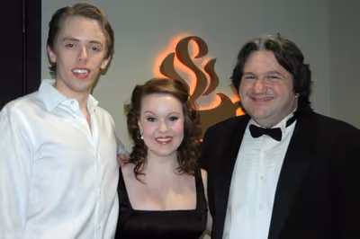 Jonathan Gabriel Michie, Leah Jennings and James Bassi (Musical Director) Photo