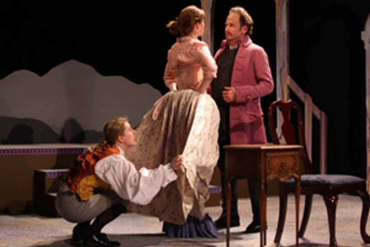 Cherubino (Kathryn Lawson) Susanna (Gillian Wiggin) and Count Almaviva (Ralph Petrarca at 