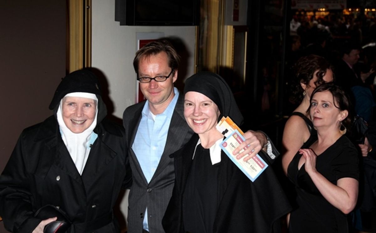 Michael Riedel, a couple of happy Nuns and Rachel Dratch

 at 