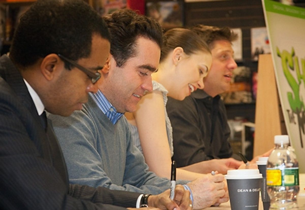 Daniel Breaker, Brian d'Arcy James, Sutton Foster, and Christopher Sieber at 