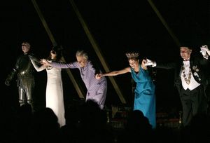 Brian Hutchison, Lauren Ambrose, Geoffrey Rush, Susan Sarandon and William Sadler

 Photo