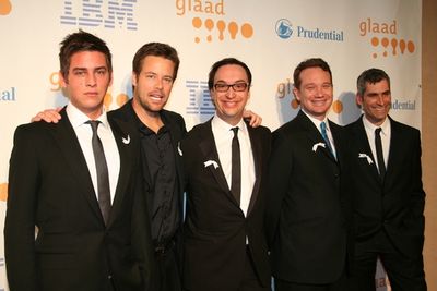 Trevor Wright, Brad Rowe, Paul Colichman (Chairman of Regent Entertainment), Jon Barr Photo