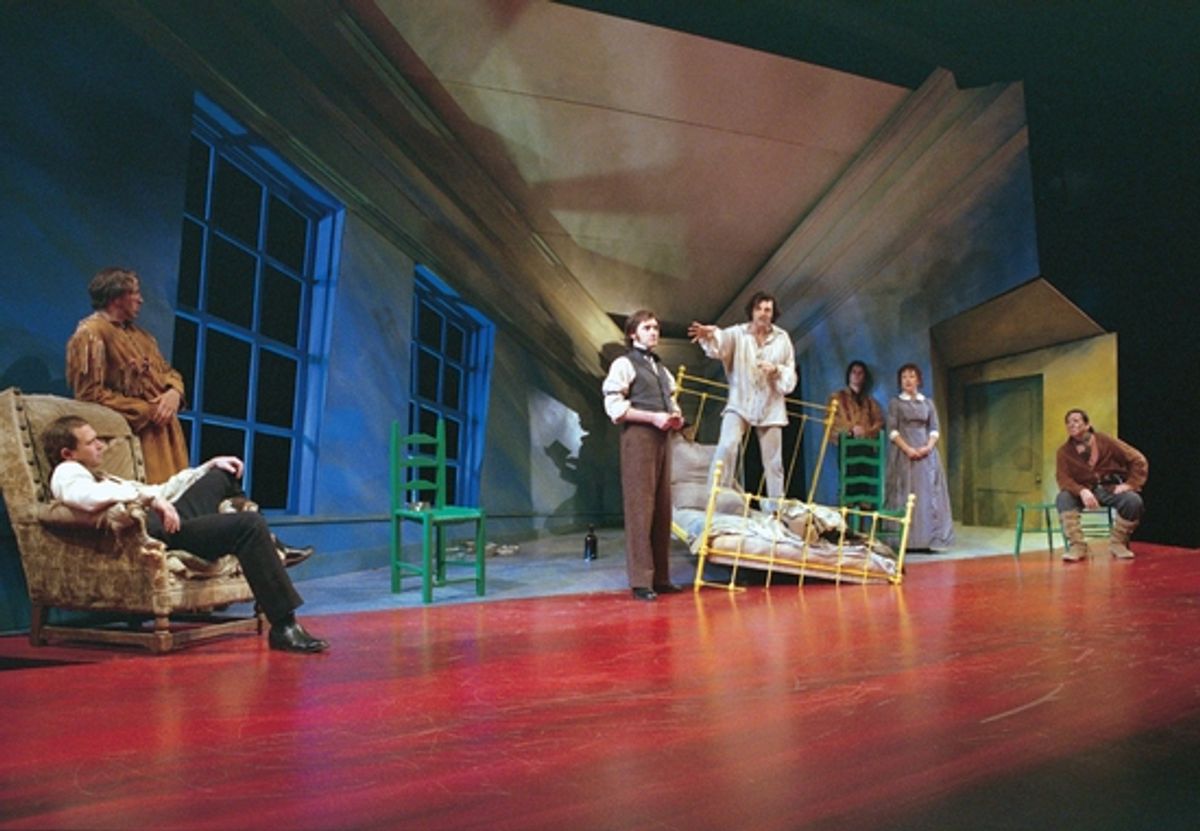 Simon Billig, Graham Shields, Doug Spearman, Michael Stuhlbarg, Mark Harelik, Rob King, Marika Becz and Art Koustik in SCR's 2000 World Premiere of The Hollow Lands at 