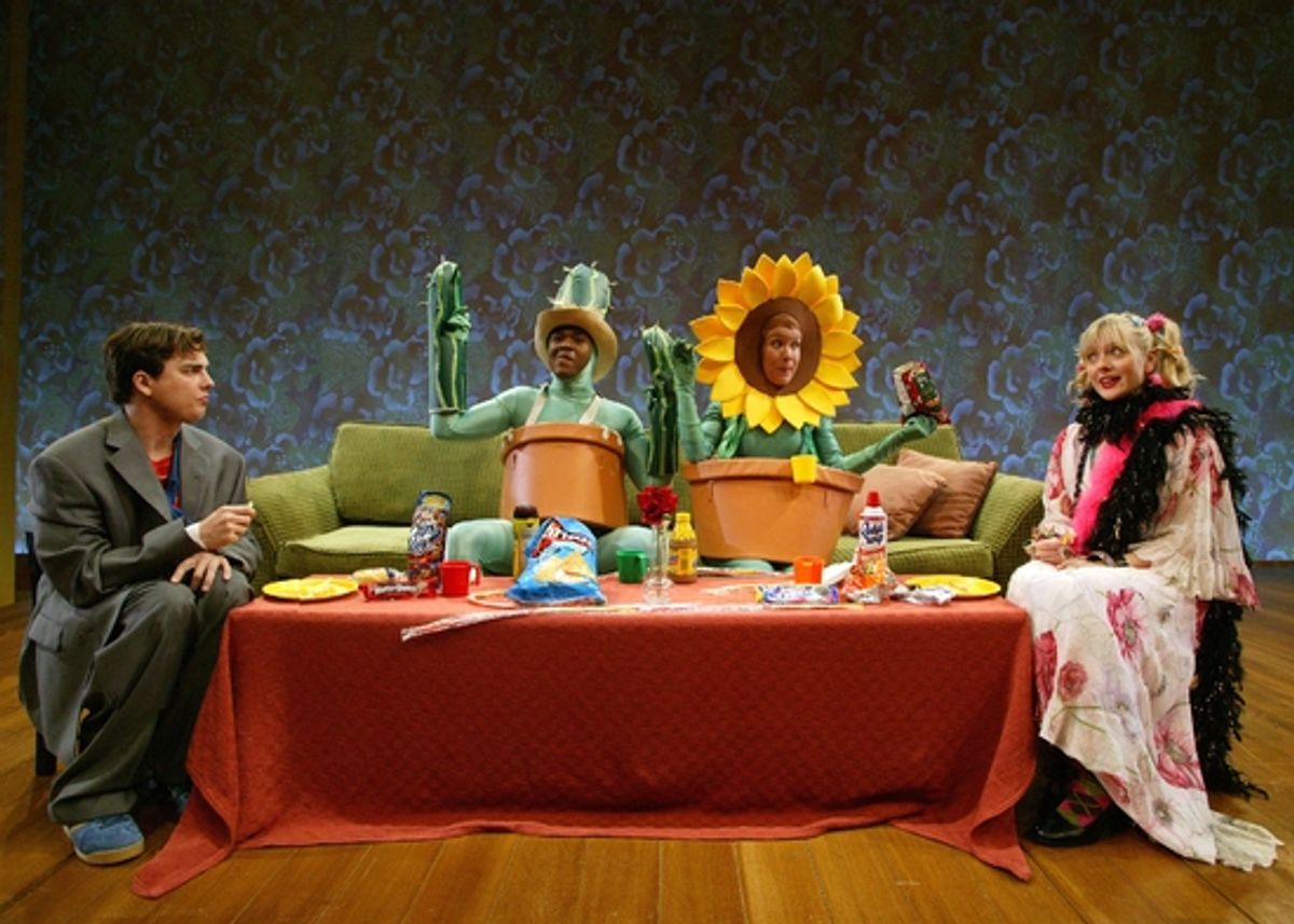 Guilford Adams, Larry Bates, Heidi Dippold and Eliza Pryor Nagel in SCR's 2004 World Premiere of Mr. Marmalade at 