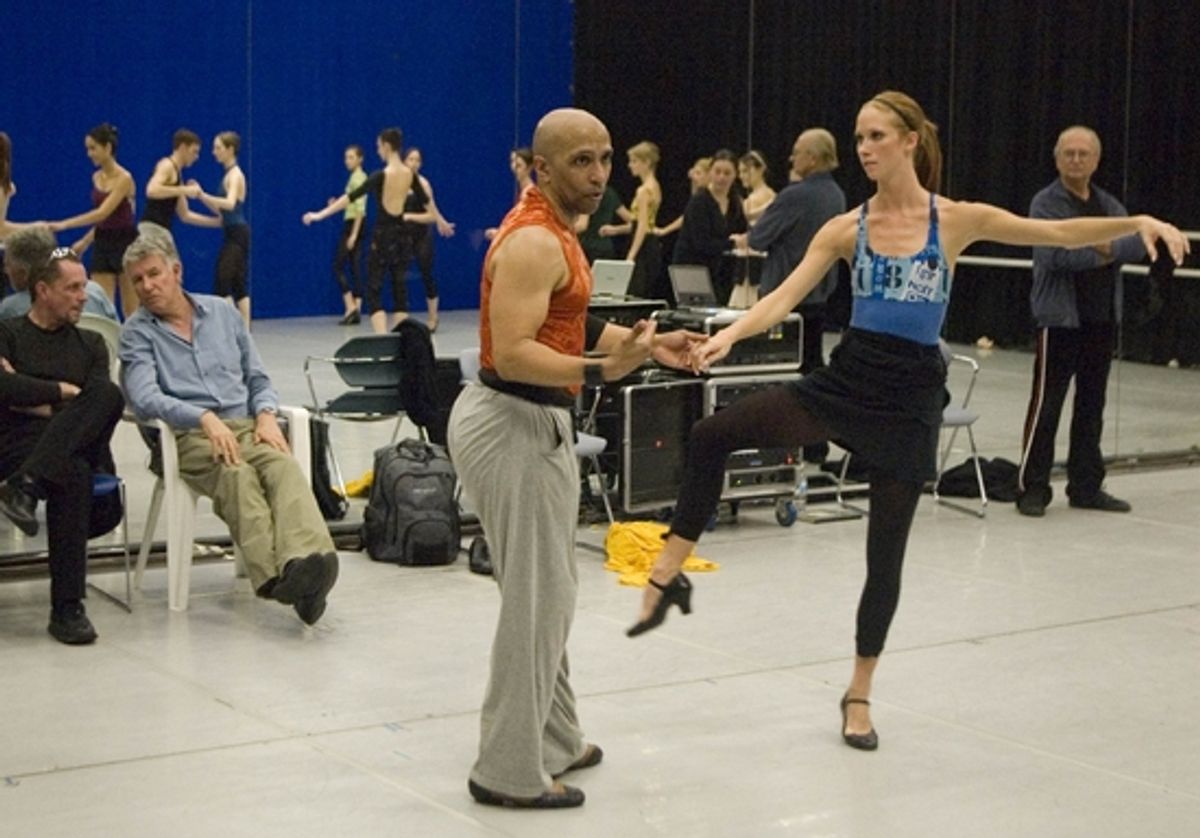 Tome' Cousin with dancer Danielle Rae Brown and the ballet company. Michael Edwards and Iain Webb observing. at 
