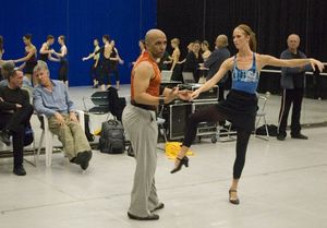 Tome' Cousin with dancer Danielle Rae Brown and the ballet company. Michael Edwards and Iain Webb observing. @ BroadwayWorld Tome' Cousin with dancer Danielle Rae Brown and the ballet company. Michael Edwards a Photo