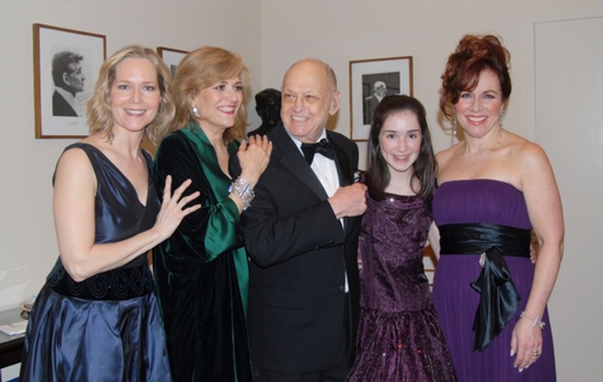 Rebecca Luker, Karen Mason, Charles Strouse, Emma Rowley, Debbie Gravitte at 
