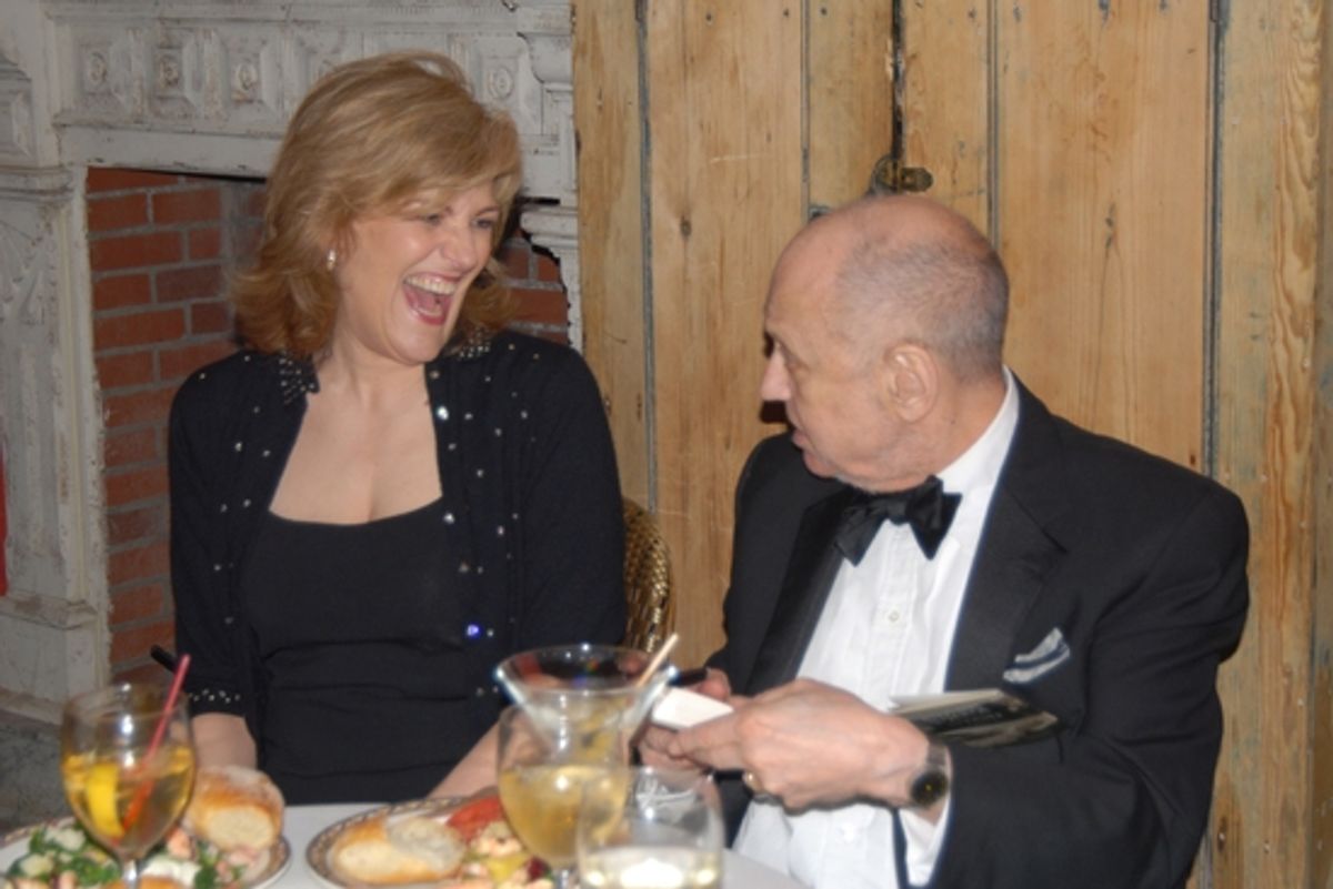Karen Mason sharing a laugh with Charles Strouse at 