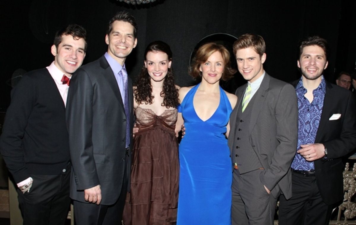 Adam Chanler-Berat, J. Robert Spencer, Jennifer Damiano, Alice Ripley, Aaron Tveit and Louis Hobson at 