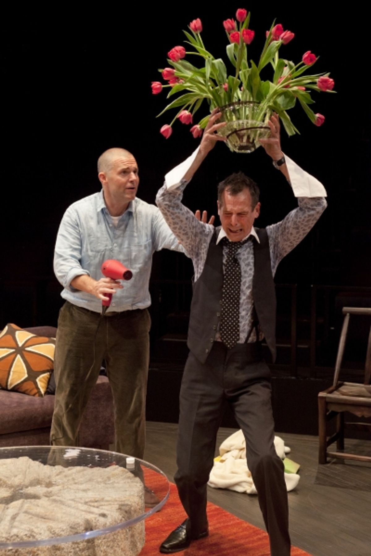 (from left) Lucas Caleb Rooney as Michael Novak and T. Ryder Smith as Alan Raleigh in the San Diego Premiere of God of Carnage by Yasmina Reza, translated by Christopher Hampton and directed by Richard Seer, July 27 - Sept. 2, 2012 at The Old Globe. Photo at 