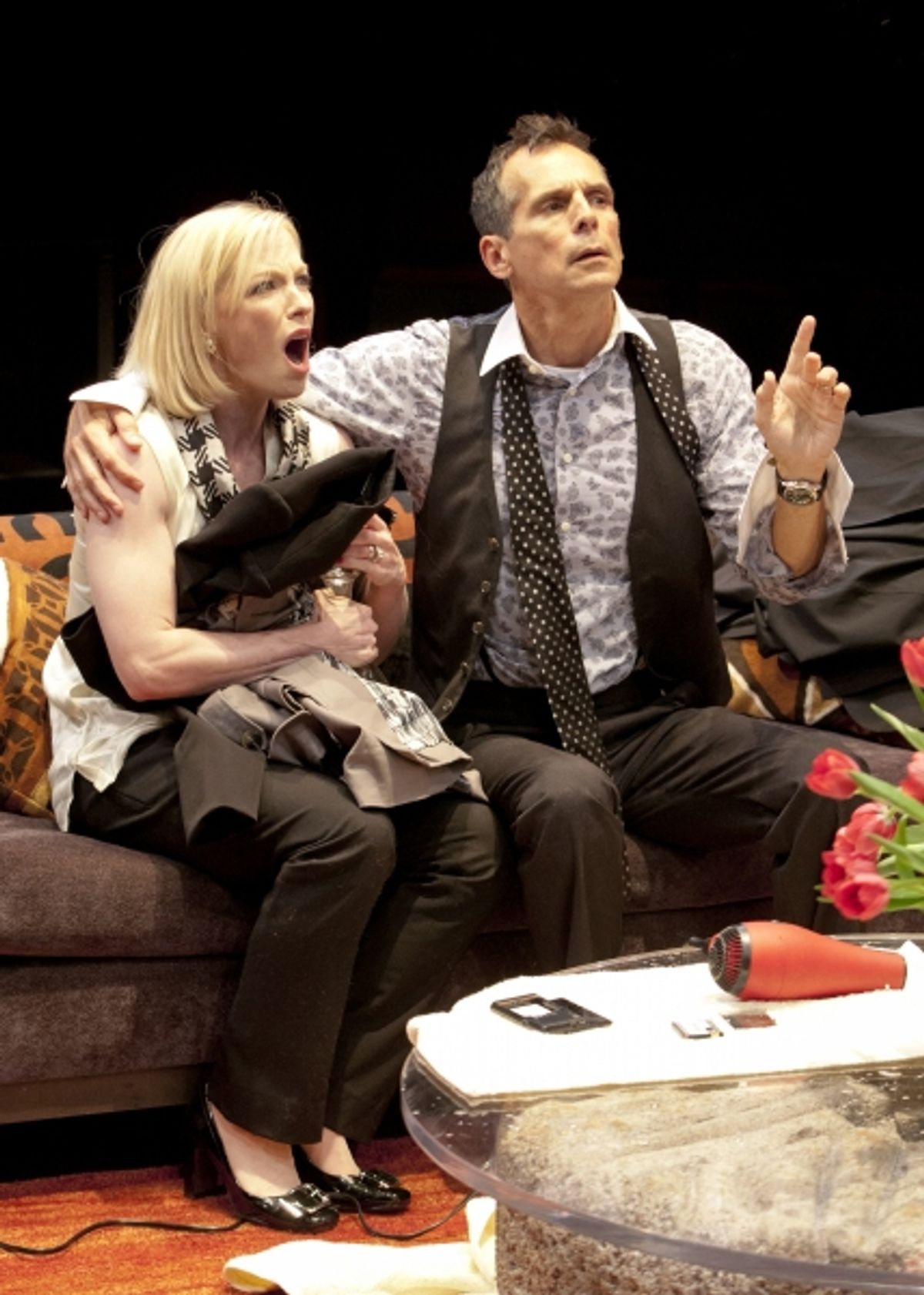 Caitlin Muelder as Annette Raleigh and T. Ryder Smith as Alan Raleigh in the San Diego Premiere of God of Carnage by Yasmina Reza, translated by Christopher Hampton and directed by Richard Seer, July 27 - Sept. 2, 2012 at The Old Globe. Photo by Henry DiR at 