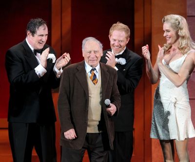 Richard Kind, Mel Brooks, Jesse Tyler Ferguson and Rebecca Romijn
 Photo
