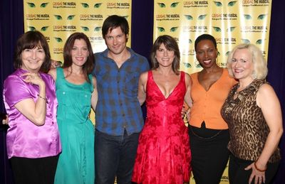 Director Lynne Taylor-Corbett, Catherine Porter, Danny Bernardy, playwright Donna Moo Photo