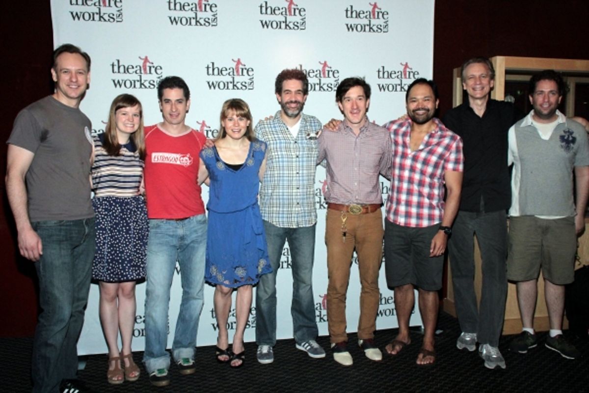 John Sanders, Betsy Hogg, Matthew Saldivar, Celia Keenan-Bolger, Kevin Del Aguila, Carson Elrod, Orville Mendoza, Rick Elice, David Rossmer at 
