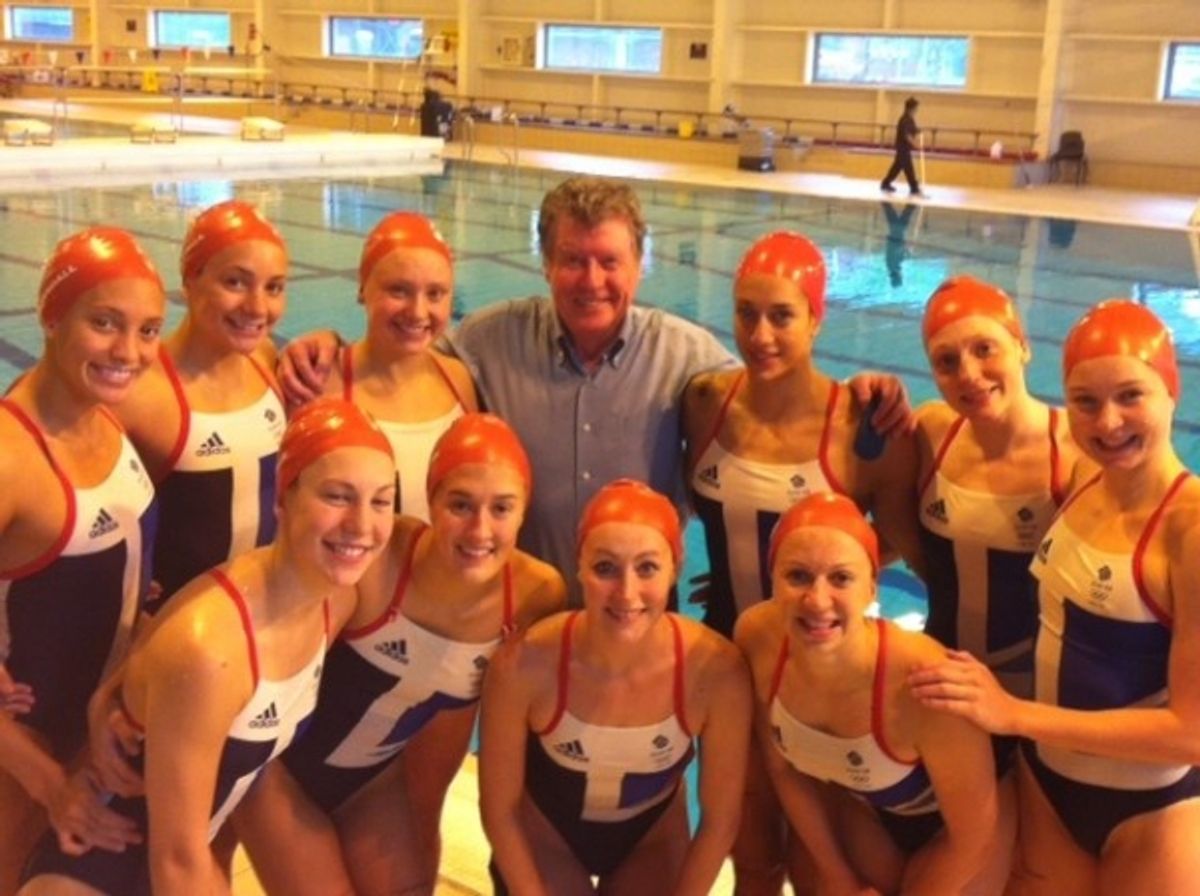 Michael Crawford and swimming team at 