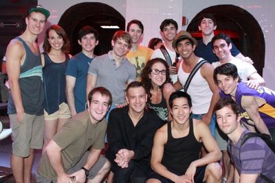  Stephen Bienskie and Jenn Harris surrounded by the cast of NEWSIES Photo