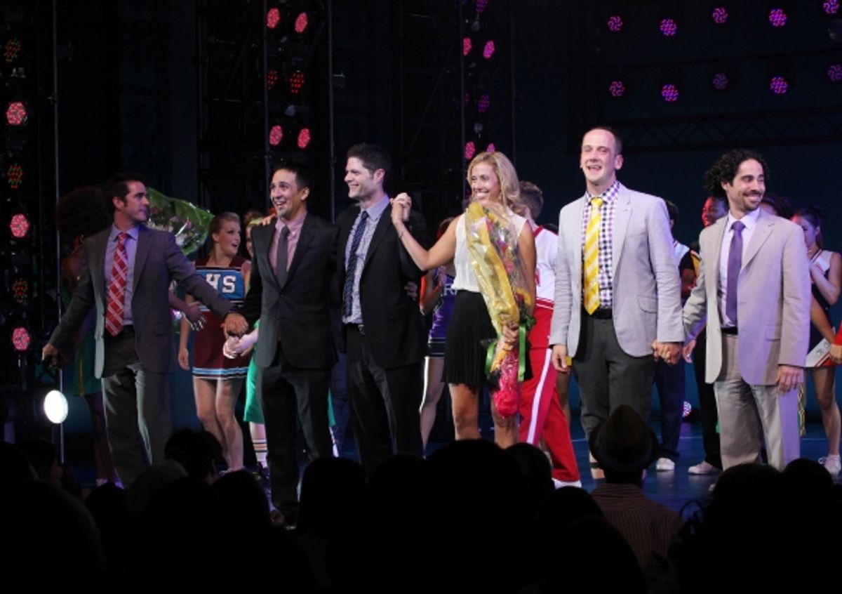 Ensemble Cast with Andy Blankenbueher, Lin-Manuel Miranda, Tom Kitt,  Amanda Green, Jeff Whitty, & Alex Lacamoire  at 