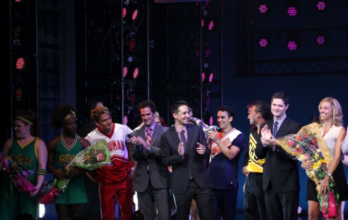 Ensemble Cast with Andy Blankenbueher, Lin-Manuel Miranda, Tom Kitt & Amanda Green  at 