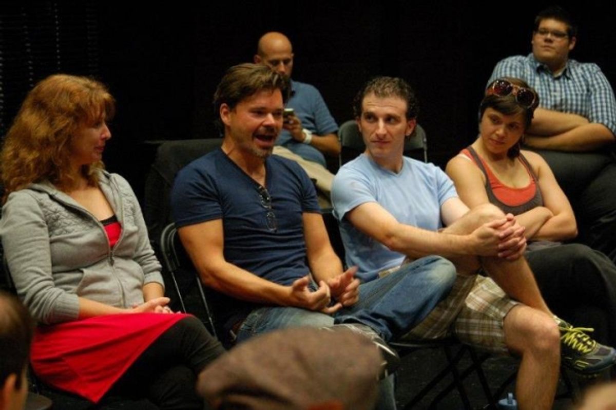 Hunter Foster answering questions at the workshop at 