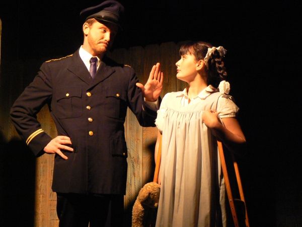Ryan Martin as Officer Lockstock and Mica Box as Little Sally. Photo