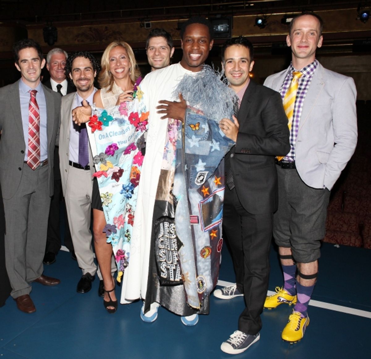  Andy Blankenbuehler, Alex Lacamoire, Amanda Green, Tom Kitt,  Jeff Whitty, Lin-Manuel Miranda with Rod Harrelson (Gypsy Robe Recipient)  at 