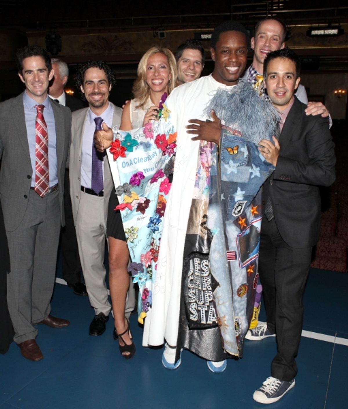  Andy Blankenbuehler, Alex Lacamoire, Amanda Green, Tom Kitt,  Jeff Whitty, Lin-Manuel Miranda with Rod Harrelson (Gypsy Robe Recipient) at 