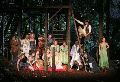 The cast of the Shakespeare in the Park production of Into the Woods, directed by Tim Photo